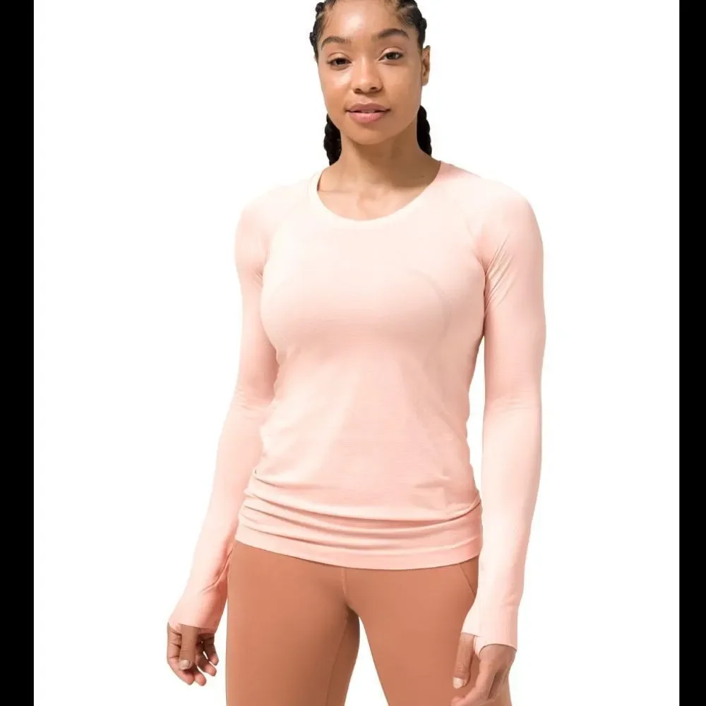 lululemon athletica Long Sleeve Crew Top in Light Pink